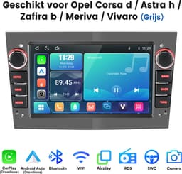 Junsun linux Autoradio Met Bluetooth Geschikt voor Opel Astra H Corsa C/D Vectra C Zafira - Draadloze CarPlay & Andriod Auto - GPS Multimedia - 7 inch Touchscreen - Stuurwielbediening - WiFi - RDS - grijs — thumbnail 1