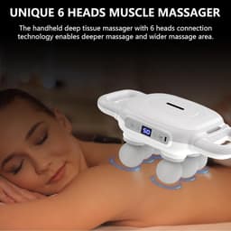 Massagepistool, 6-koppige diepweefselmassager, 1500 mAh, spiermassageapparaat met 18 massagekoppen en heupgordel en 50 snelheden voor pijnverlichting voor rug taille buik benen — thumbnail 2