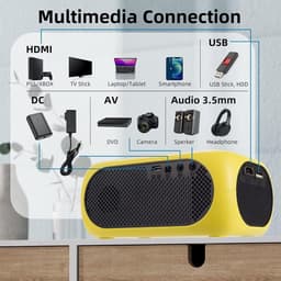 draagbare thuisbioscoopprojector voor mobiele telefoon, HDMI AV, compatibel met DVD, Firestick, laptop, pc, PS4, Xbox — thumbnail 4