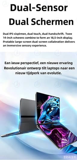 Dual-screen laptop 14 inch – 16GB RAM 1TB SSD – 2-in-1 touchscreen — thumbnail 3