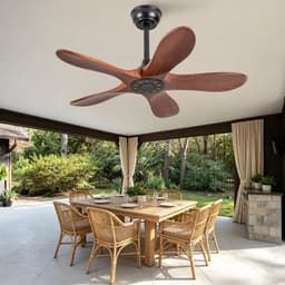 Plafondventilator 36 inch zonder verlichting - zes-snelheden omkeerbare ventilator - antidiefstalmodus - geheugenfunctie voor snelheid - vijf massief houten bladen - ideaal voor kleine appartementen, serres en patio's — thumbnail 2