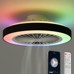 Avacy Plafondventilator met Verlichting - Plafondlamp Ventilator - Plafonniere - LED RGBW - Tuya Wifi Smart - Afstandsbediening - ⌀ 50cm - Zwart — thumbnail 1