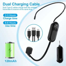 Draadloze microfoon headset met 2 in 1 functie en lange afstandsbereik — thumbnail 2