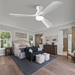 Plafondventilator 52 inch wit met 3 massief houten bladen, verlichting en afstandsbediening - 3 kleurtemperaturen - dimbaar - omkeerbaar - meerdere snelheidsstanden - stille werking — thumbnail 2
