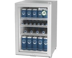 Gastro-Cool KW65 - Mini koelkast met glazen deur 62 Liter - Zilver/Zilver/Wit 204401