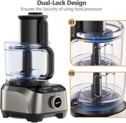 SnelShoppen - Multifunctionele Keukenmachine 11-in-1 met 2.5 L Kom en 1.5 L Mixer, 1300 W Motor, 3 Snelheden + Impuls, Veiligheidsklem, Perfect voor K — thumbnail 3