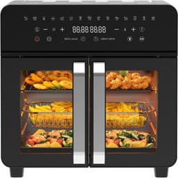 Heteluchtfriteuse Oven - Dubbele Kamer Airfryer - Gezond Koken - Dubbele Zone - 23 Liter - Zwart — thumbnail 1
