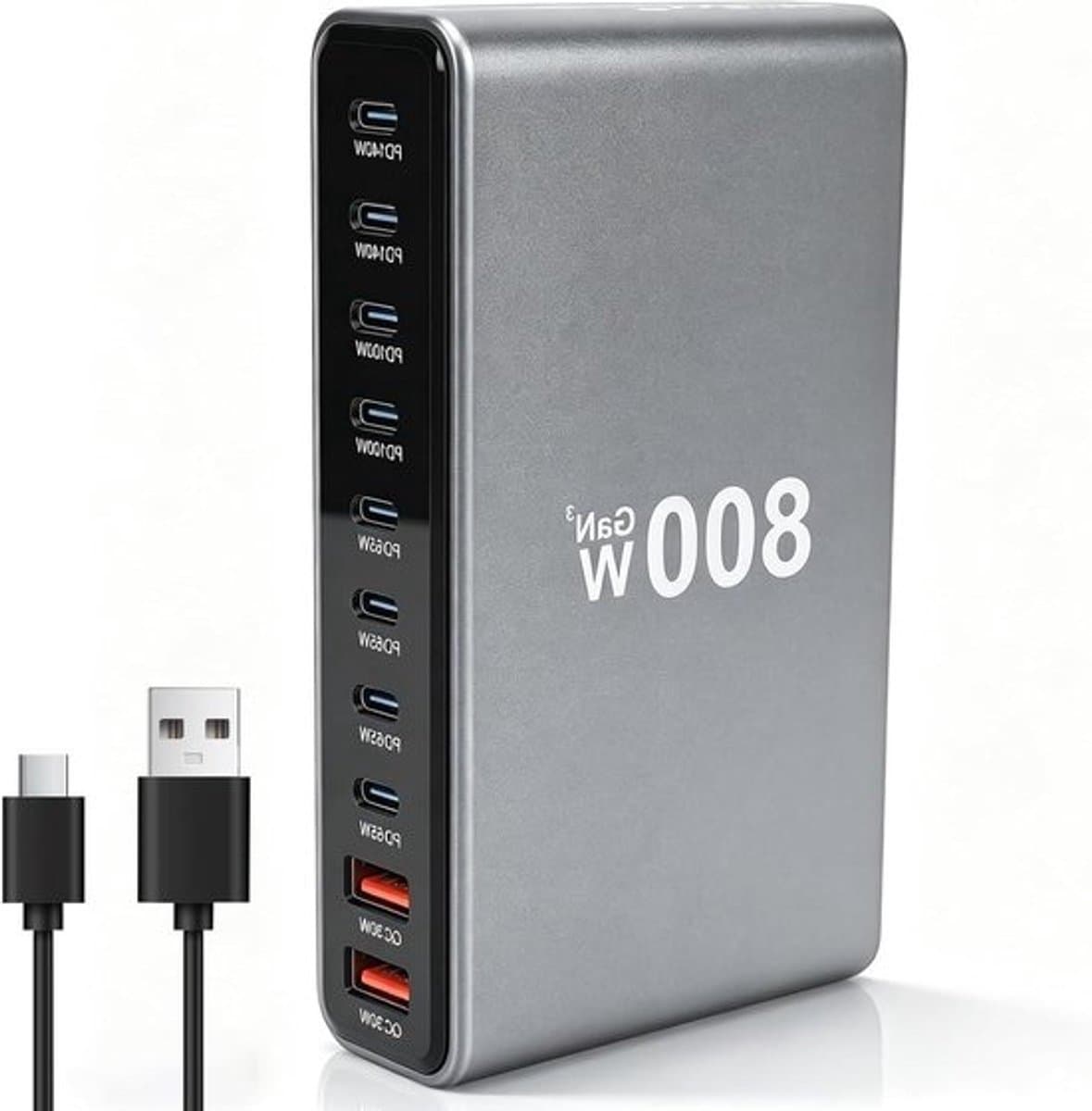 GaN Laadstation - Multi Charger - Meerdere Apparaten Laden - 10 Poorten - 800 W - Zwart — afbeelding 1