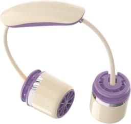 Nekventilator - Draagbare ventilator - Persoonlijke koeling - Dubbele kop - 19.5 x 5.3 x 19.5 cm - Paars — thumbnail 1