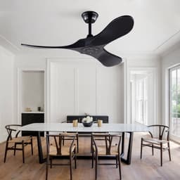 Re-purelife® Koel Zomer Collectie Plafondventilator Zwart - Massief Houten 3-Blads Design - Zonder Verlichting - Met Afstandsbediening - 6 Snelheden, Omkeerbare Motor en Geheugenfunctie - 106×106×26,5 cm - winter- en zomerfuncties — thumbnail 5