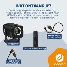 Denver Beamer - 4K 3840x2160P - 700 ANSI Lumen - Projector - Thuisbioscoop - HDMI - USB-C - PR4852 — thumbnail 3