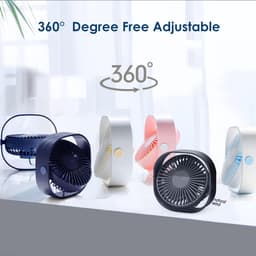 Mini USB-bureauventilator, stil en draagbaar, werkt alleen via USB (geen batterij nodig), 3 snelheidsstanden, 360° draaibaar voor thuis en op reis, roze — thumbnail 5