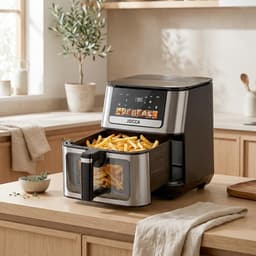 Luchtfriteuse - Airfryer Fritel - Gezond Koken - Dubbele Weerstand - 9 Liter - Zwart — thumbnail 2