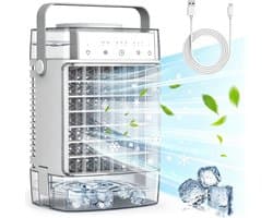 Draagbare airconditioners - verdampingskoeler - mini-airco met afstandsbediening - 4 windsnelheden, timer van 2-4-6 uur, 2 standen - kleurrijk nachtlampje - draagbare airco voor kamer, auto, slaapkamer, kantoor — afbeelding 1