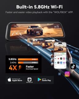 SnelShoppen - Mirror Dash Cam Achteruitkijkspiegel 12" IPS Touch Screen 2160P HD Dual Lens Nachtzicht met Gratis 32GB TF-kaart - Slimme Auto & Vrachtw — thumbnail 3
