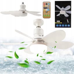 Plafondventilator met Licht - Plafondventilatorlamp met E27 - Ventilatorlamp - 3 Snelheden - 3 Kleurtemperaturen - Dimbaar - Timer - Afstandsbediening - 52cm - LED Lamp met Ventilator - Voor Keuken & Badkamer & Berging & Garage — thumbnail 4