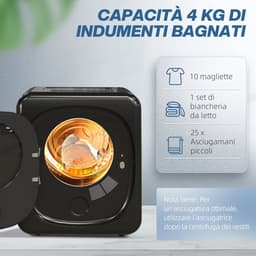 ECTEATOY® Wasdroger 4kg - Mini droger met Timer, Smart Programma en Touchscreen - RVS en ABS - 48x40x56 cm - Zwart — thumbnail 2