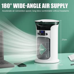 Mobiele Airco - 4-in-1 Luchtkoeler met 800ml Watertank - Mini Airconditioner voor Slaapkamer & Kantoor - Draagbare Aircooler - Energieklasse A+ - Wit — thumbnail 2