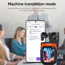 2026 NIEUW AI Vertaler Oordopjes Real Time, 3-in-1 Bluetooth 6.0 Vertaler Hoofdtelefoon met 6 Vertaalmodi, LCD Touch Screen voor 135 Talen/Accenten, 60 Uur Speelduur voor Reizen & Vergaderingen — thumbnail 2