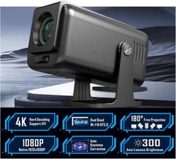 Mini Smart Beamer Projector - Full HD - Android 13 - 300 ANSI Lumen - Voor Thuisbioscoop — thumbnail 1
