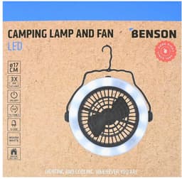 Benson Multifunctionele ventilator met LED verlichting - 3 standen - Werkt op batterijen - Ø 18 cm — thumbnail 2