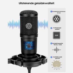 Microfoon - voor PC, gamen en livestreaming ‑ USB Microfoon met Arm ‑ Noise ‑ cancelling condensatormicrofoon met Mute en Monitoring — thumbnail 3