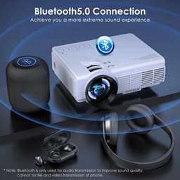 Yowhick - Beamer - Projector Beamer - Mini Meamer - 1080P - Automatische focus - met WiFi - 5G+2.4G Wireless Connection - Wit — thumbnail 2