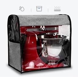 Mixer Stofkap - Keukenmachinehoes Beschermhoes - Keuken Organiseren - Met Opbergvakken - 35.5 x 23 x 35.5 cm - Linnen Grijs — thumbnail 4