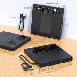 Externe Cd/Dvd Station - Draagbare Brander - Bestanden Overzetten - Met 6 Extra Poorten - USB 3.0 - Zwart — thumbnail 3