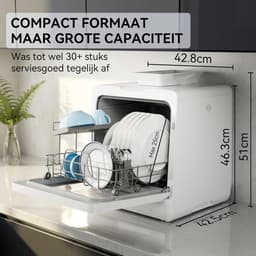 Lìon® Mini Vaatwasser - Afwasmachine - Vrijstaande Vaatwasser - Wit - 43cm x 43cm x 46cm — thumbnail 2
