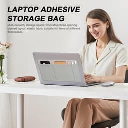 Externe harde schijf houder - Opbergtas laptop - Mobiel werken - Sterke zelfklevende bevestiging - 27 x 13 cm - Grijs — thumbnail 5