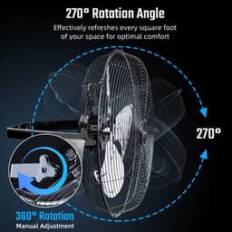 Wandventilator Metaal - Industriële Ventilator - Werkplaats Koelen - Stille Werking - 508 cm - Zwart — thumbnail 4