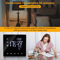 Intelligente Thermostaat - Temperatuurregelaar Verwarming - Comfort Verwarmen - Week Programma - 230 Volt - Zwart — thumbnail 5
