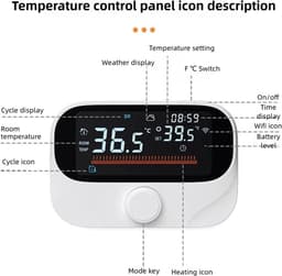 Ketelthermostaat WiFi - Kamertemperatuurregelaar Slim - Energiebesparing Thuis - Groot Weer Display - 118x86x24mm - Wit — thumbnail 5