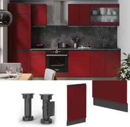 Vaatwasserfrontpaneel - Paneel vaatwasser - Keuken Integratie - Greeploos Design - 45 cm - Rood — thumbnail 3