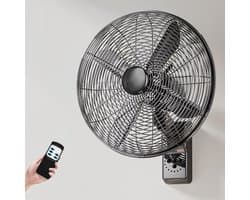 Wandventilator - Muurventilator Elektrisch - Ruimte Koelen - Met Afstandsbediening - 40 cm - Zwart