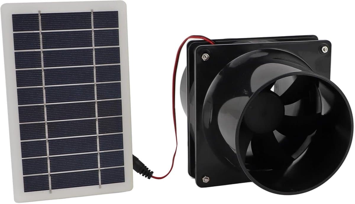 Zonne-afzuigventilator - Zonne-ventilator Afzuiger - Ruimte Ventileren - Energiezuinig - 19D x 13B x 13H cm - Zwart — afbeelding 1