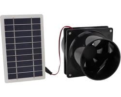 Zonne-afzuigventilator - Zonne-ventilator Afzuiger - Ruimte Ventileren - Energiezuinig - 19D x 13B x 13H cm - Zwart