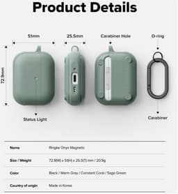 Ringke Onyx Magnetic Hoesje Geschikt voor Apple AirPods Pro 3 - Groen — thumbnail 3