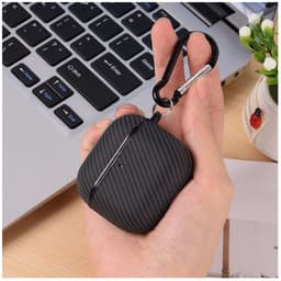 Hoesje Geschikt voor Apple AirPods 4 / 5 | TPU | met Haak | Carbon Zwart — thumbnail 2