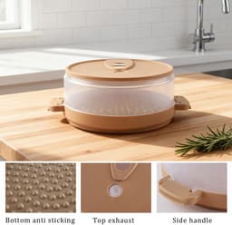 SnelShoppen - Stoomkoker Magnetron met Stoomventiel – BPA-vrije Aardappelkoker voor Ovenaardappelen in de Magnetron Bereiden – Vaatwasmachinebestendig — thumbnail 4