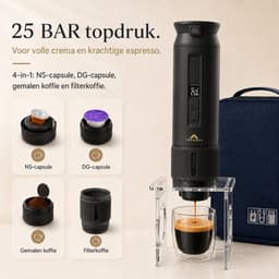 NomadBrew Ultra Draagbare Koffiemachine – 4-in-1 Zelfverwarmende Espressomachine 25 Bar – Auto, Camping & Camper – NS/DG-Capsules, Gemalen Koffie & Filterkoffie – Afneembare Afsluitbare Beker – 9600mAh – Warme Koffie Zonder Waterkoker – Zwart — thumbnail 2