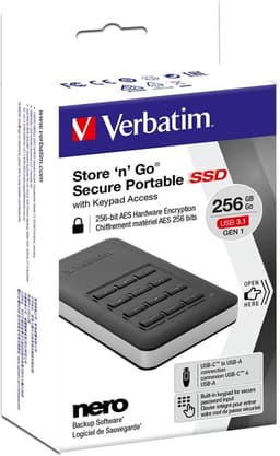Externe SSD - Draagbare Opslag - Veilige Data Opslag - Ingebouwd Toetsenbord - 256 GB - Zwart Zilver — thumbnail 5