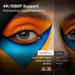 4K, videoprojector, Android 11, videoprojector met Bluetooth 5 en wifi 6, LYNCAST 1080p, draagbare projector voor telefoon/tv-stick/HDMI/PS5/iOS — thumbnail 4