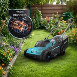 Accu Grasmaaier - Elektrische Maaier - Gazon Onderhouden - Borstelloze Motor - 43 cm Maaibreedte - Blauw — thumbnail 5