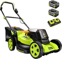 Elektrische Grasmaaier - Accu Grasmaaier - Gazon Onderhoud - Draadloos Gemak - 38CM Snijdbreedte - Geel — thumbnail 1