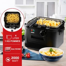Elektrische Friteuse - Frituurpan XL - Grote porties maken - Koude zone technologie - 4 Liter capaciteit - Zwart — thumbnail 4