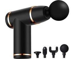 Elektrische Massage Gun - Spier Stimulator - Spierontspanning Na Sport - 8 Versnellingen 4 Koppen - 14 oz Gewicht - Zwart
