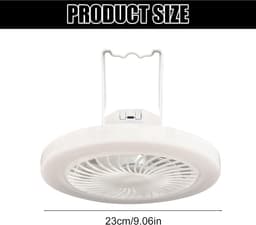 Camping-plafondventilator met verlichting – Campingventilator – LED-campinglamp – Oplaadbaar – Kunststof – Wit — thumbnail 3