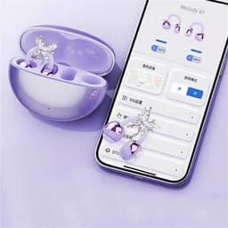stijlvolle clip-Open Ear Oortjes - Oortjes Draadloos - Sport Oordopjes - 5.4 Bluetooth - Clip On - afneembare vlinderoorbellen- Voor sport en kantoor-Paars — thumbnail 3